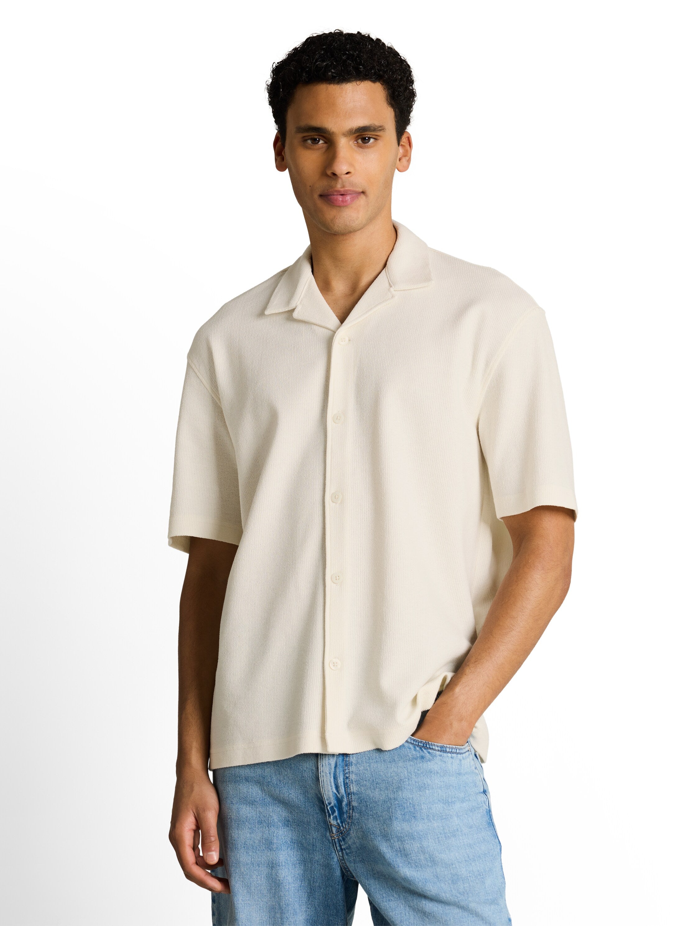 Tom Tailor denim Herren Hemden kurz Wool White