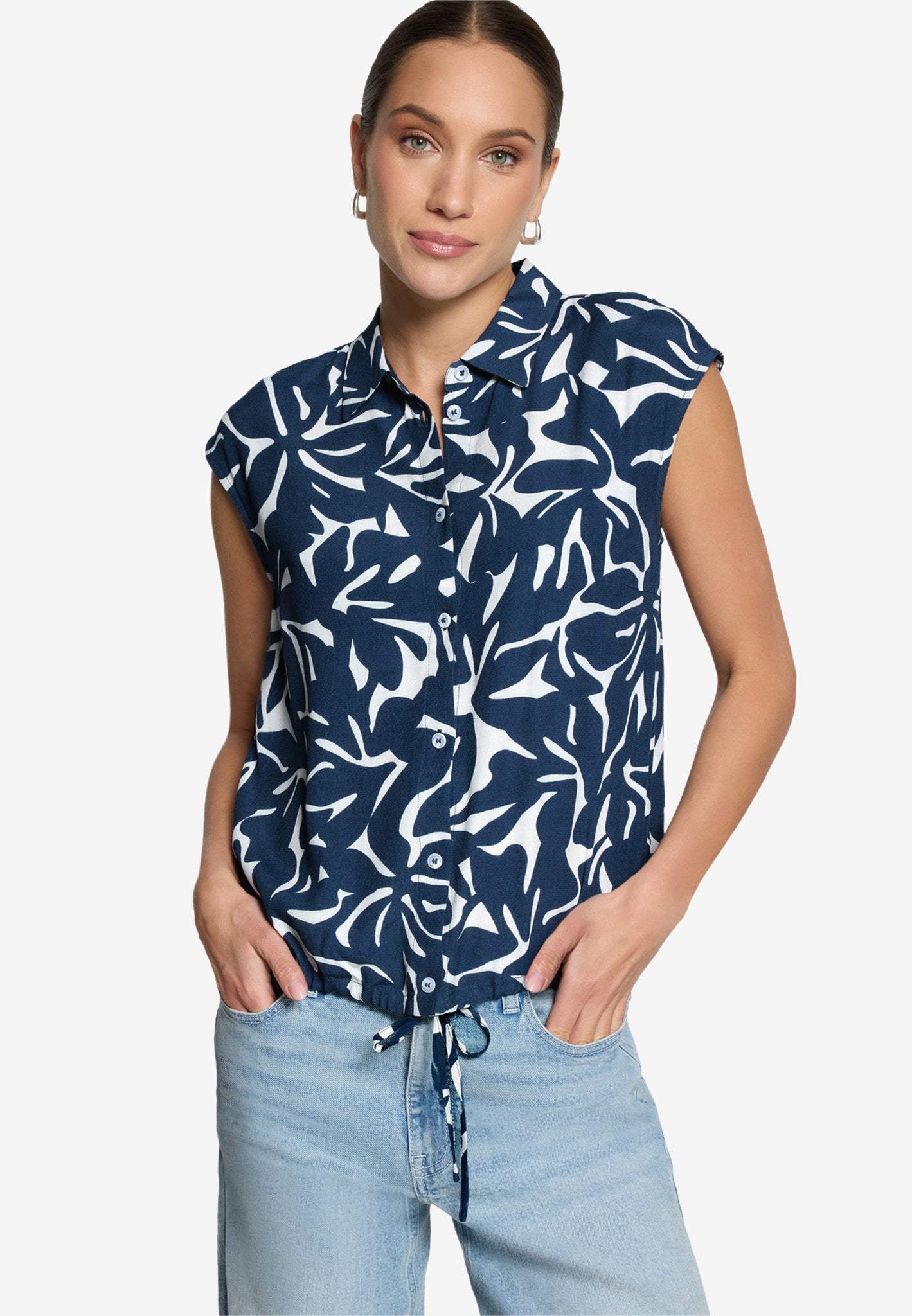 Zero Damen Blusen Blue/Cream