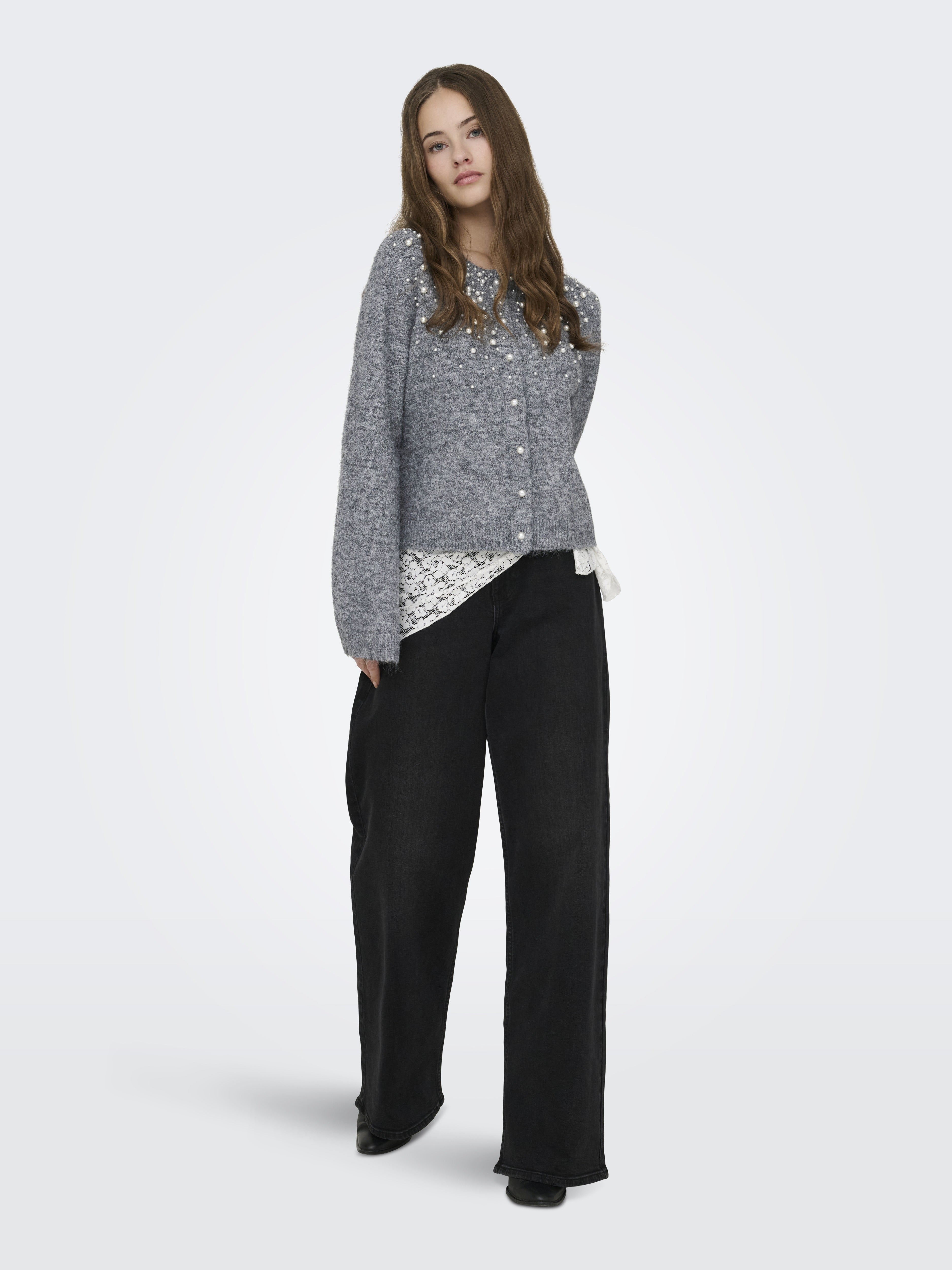 Only Damen Strickjacken Medium Grey Mel
