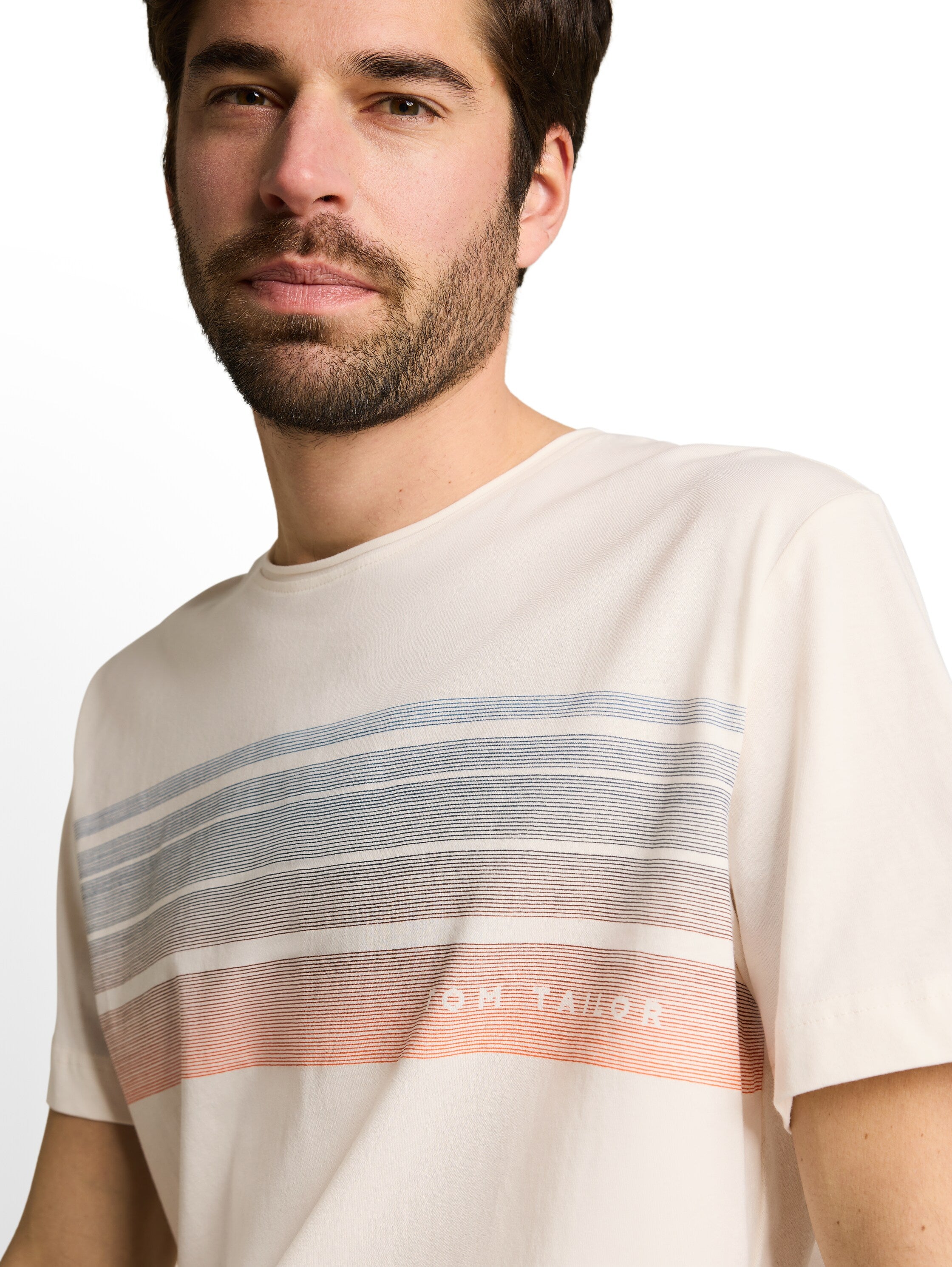Tom Tailor Herren T-Shirts kurz Gardenia White