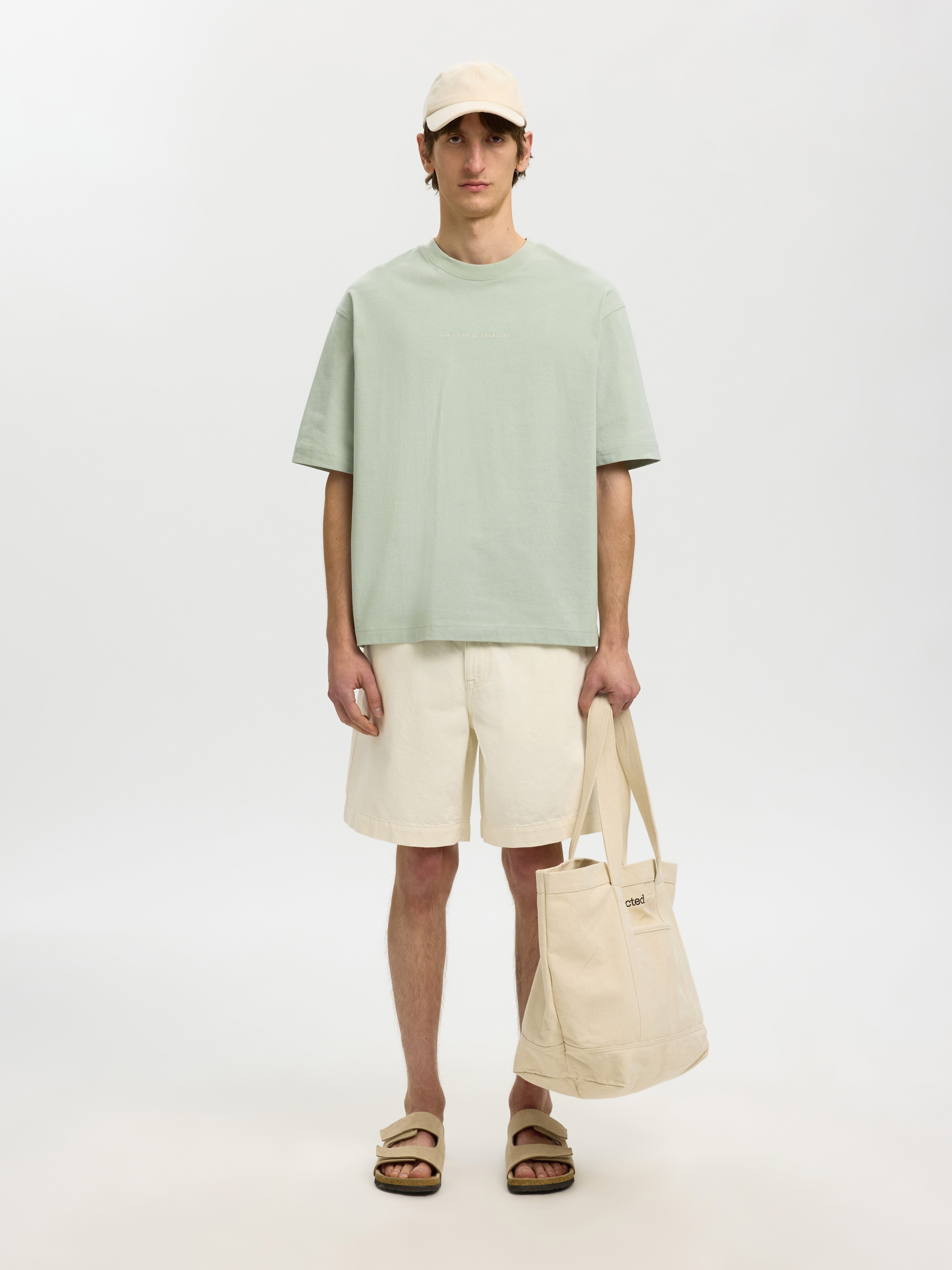 Selected homme Herren T-Shirts kurz  Aqua Gra