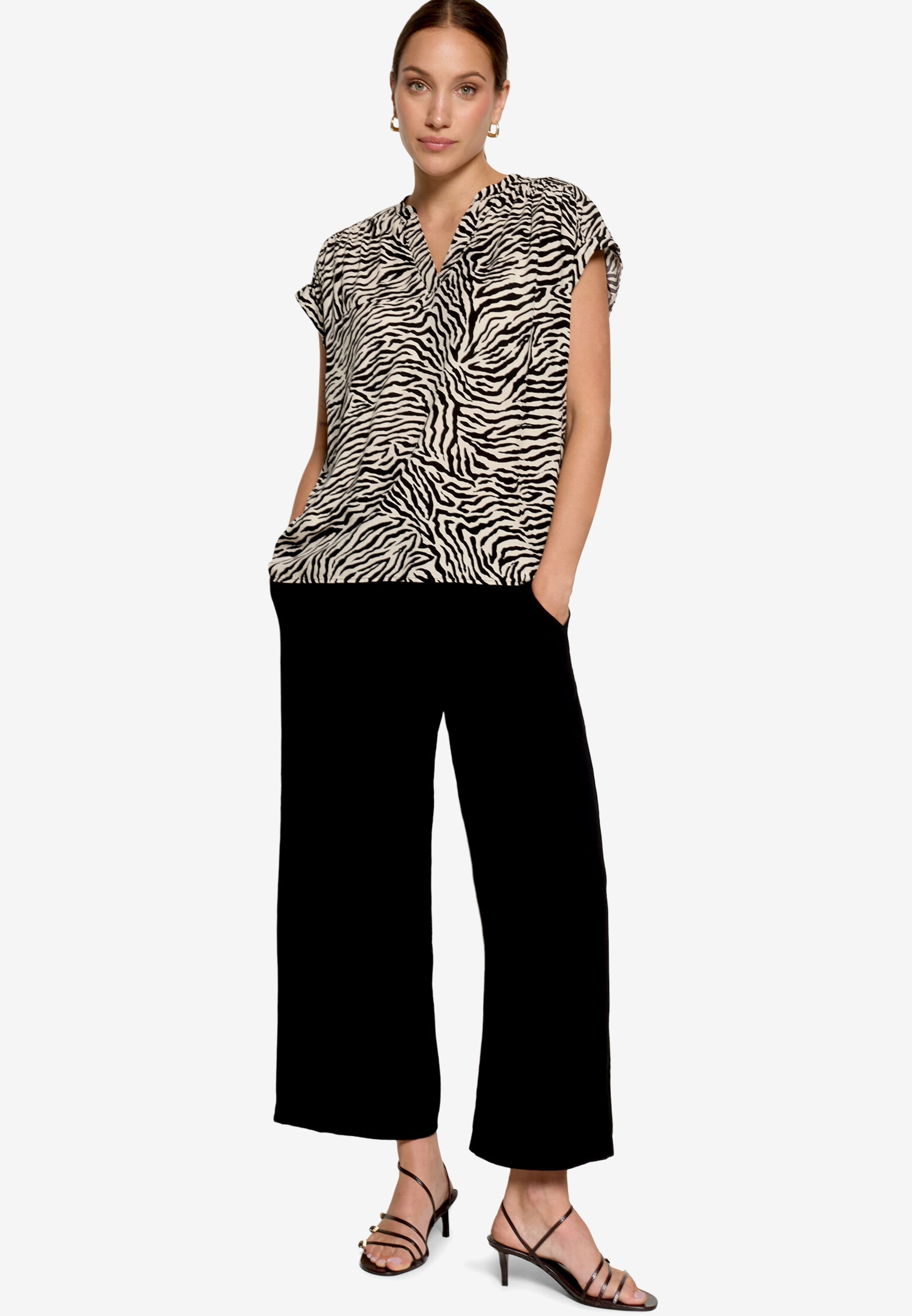 Zero Damen Blusen kurz Cream/Black