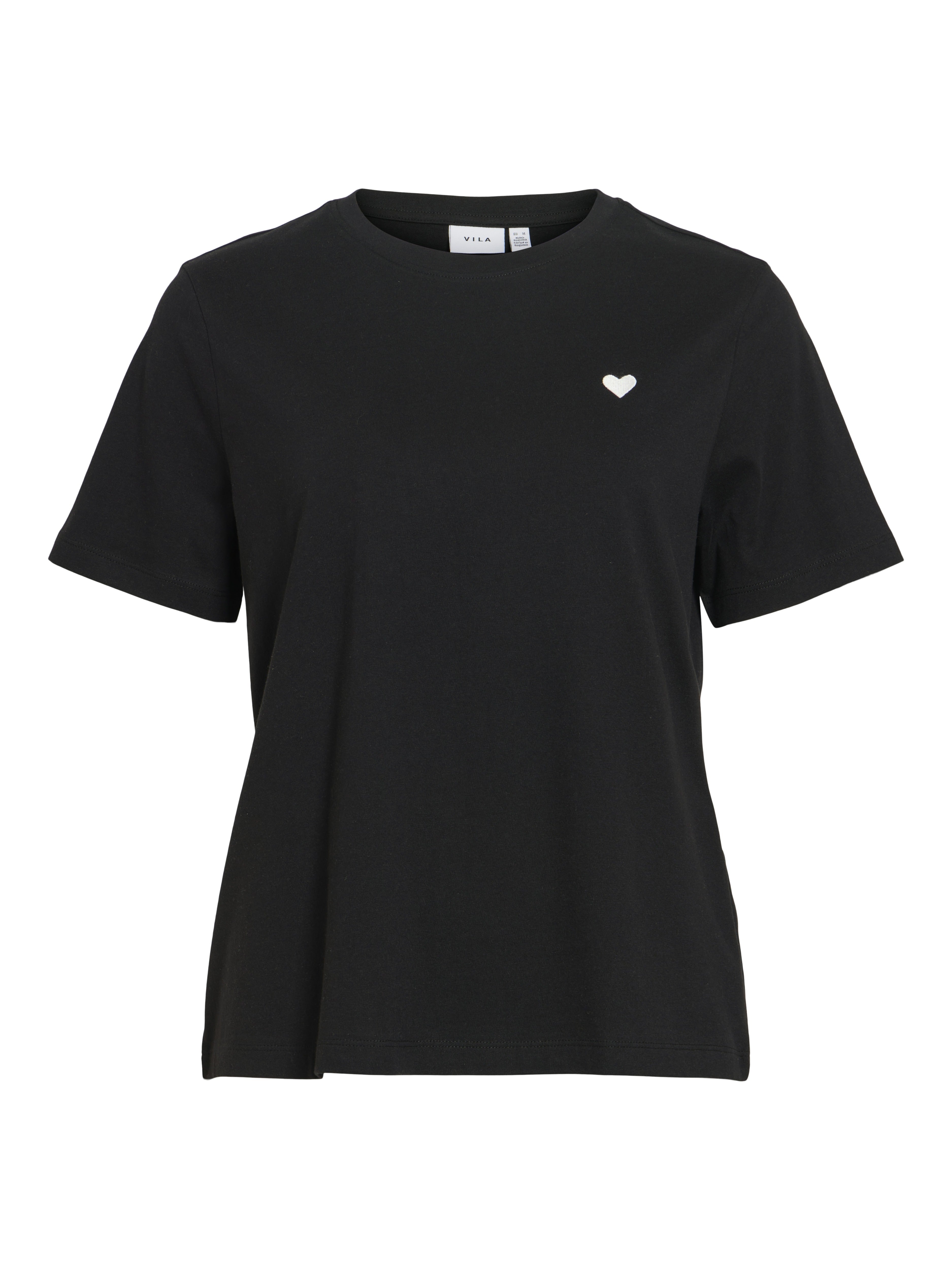 Vila Damen T-Shirts Black/Snow Whit