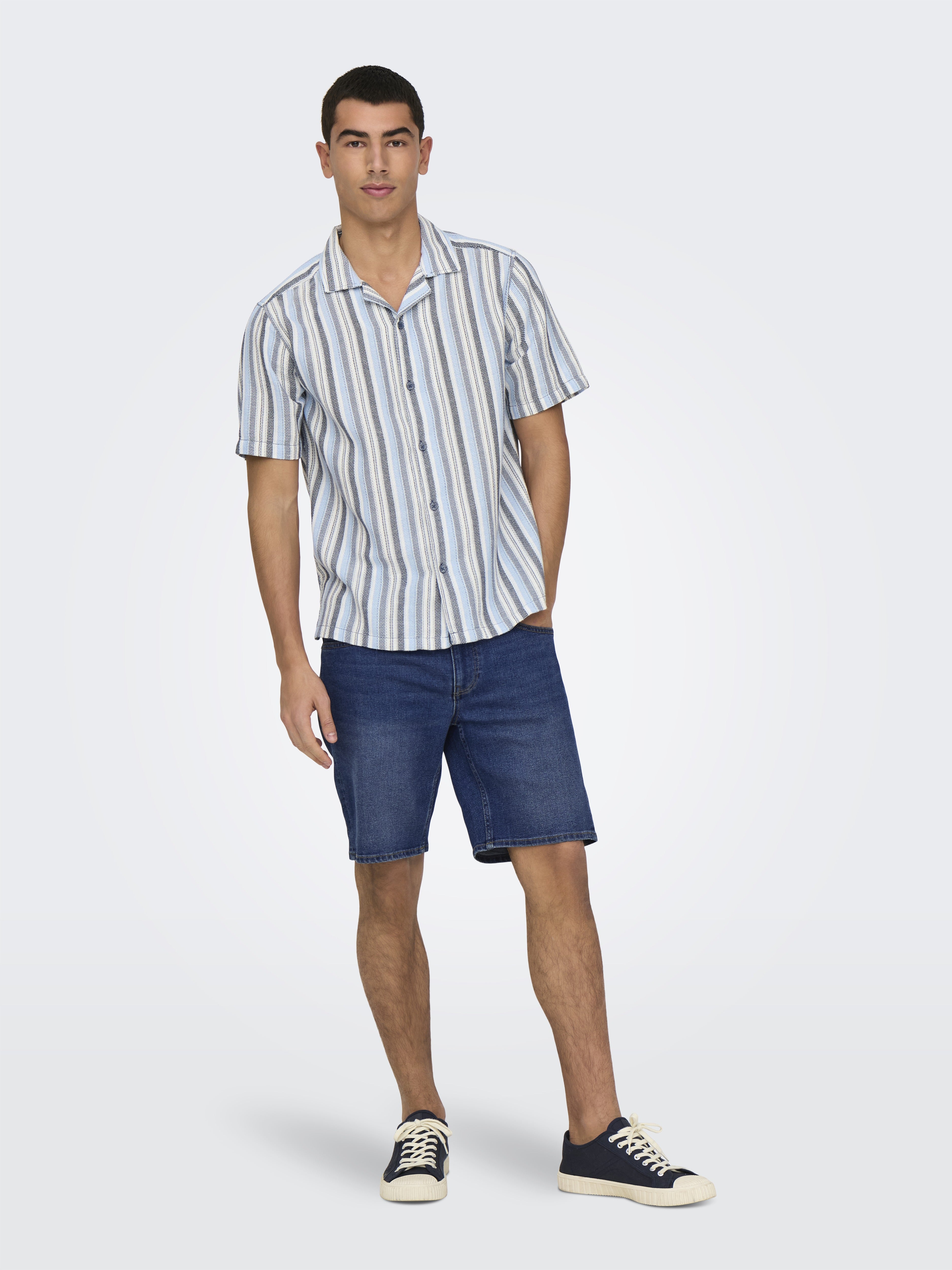 Only & Sons Herren Shorts Medium Blue Den