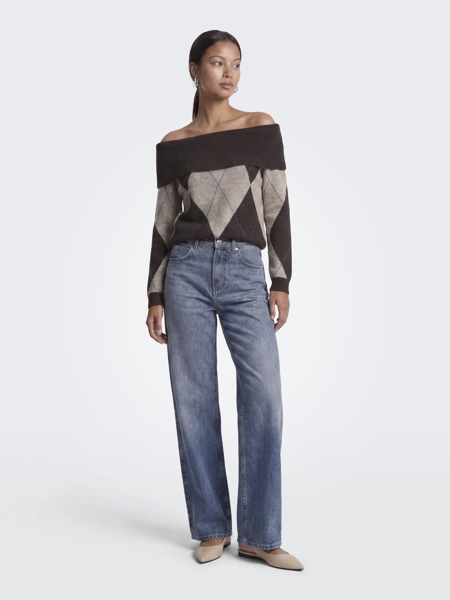 only Damen Pullover Coffee Bean/Wal