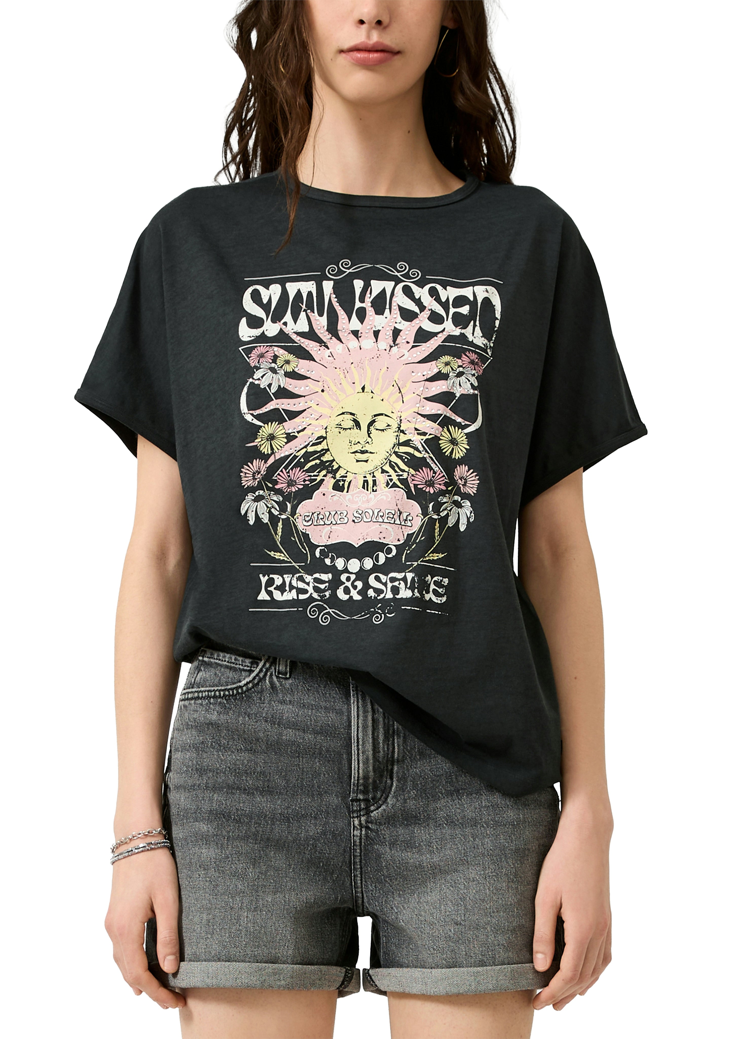 QS by S.Oliver Damen T-Shirts Grey/Black