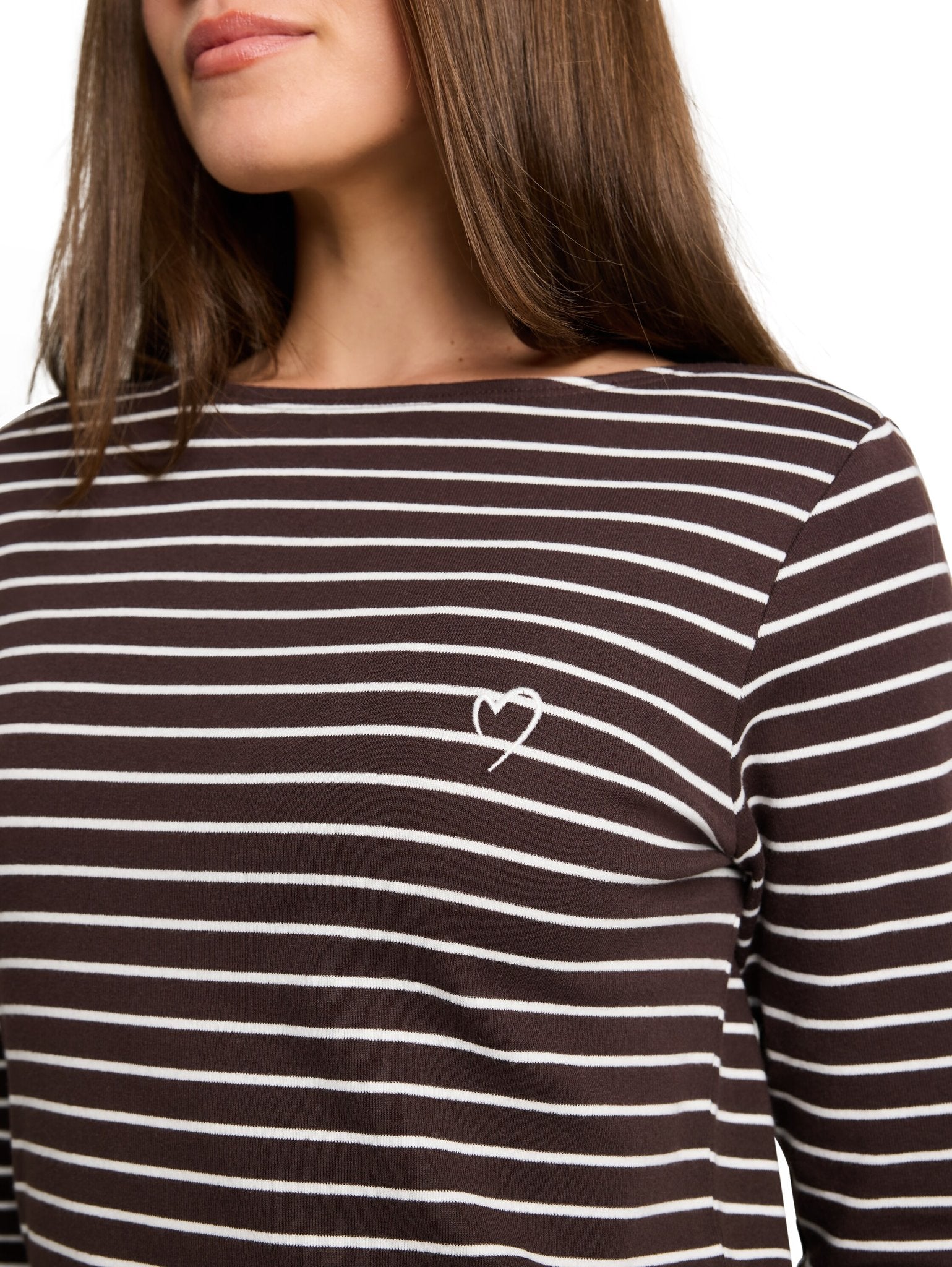 Tom Tailor Damen T-Shirts Brown White Str