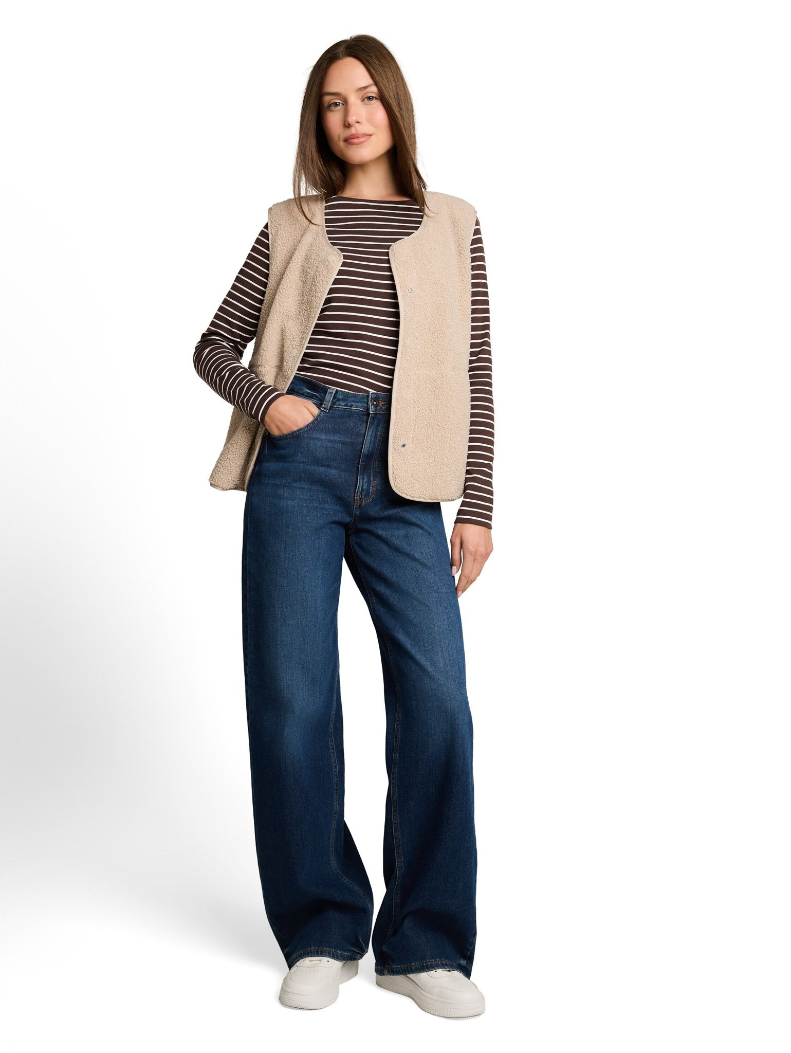 Tom Tailor Damen T-Shirts Brown White Str