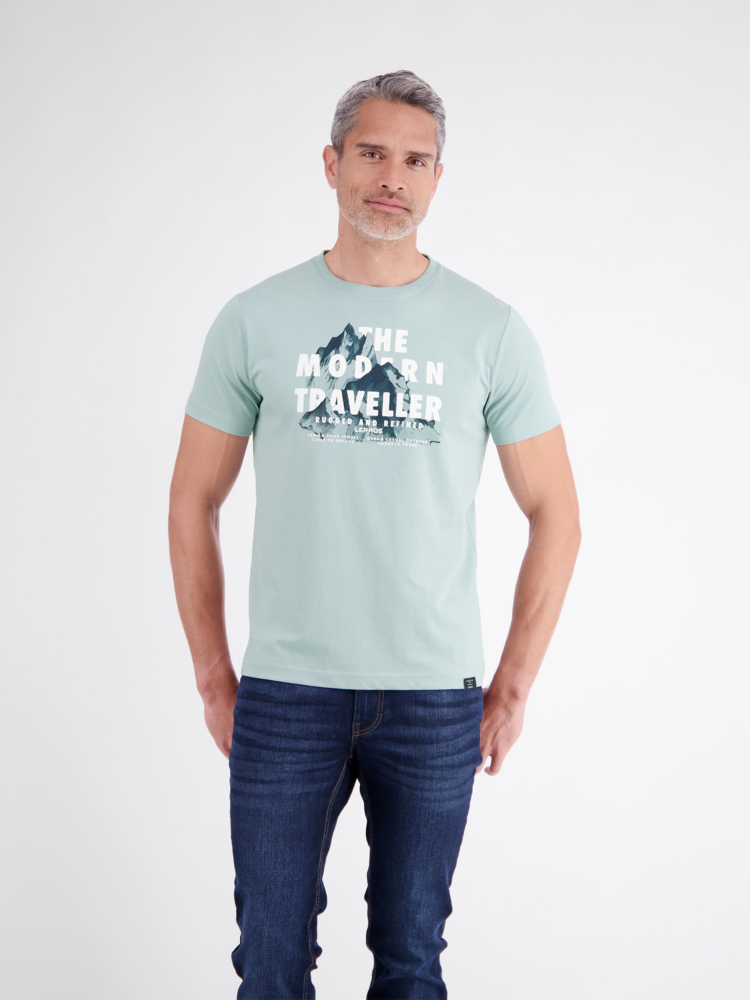 Lerros Herren T-Shirts kurz Misty Blue