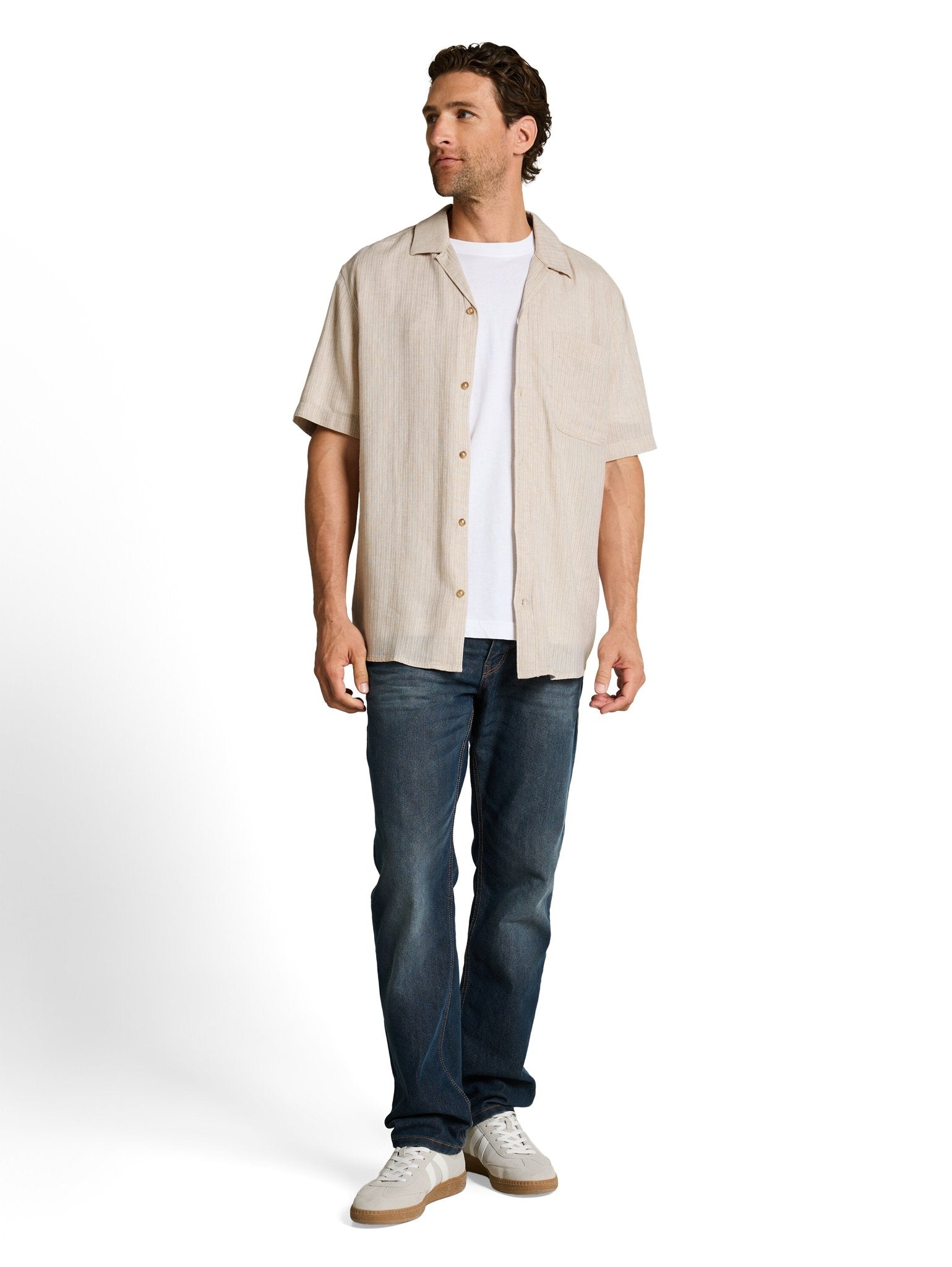 Tom Tailor Herren Hemden kurz Cashew Beige St