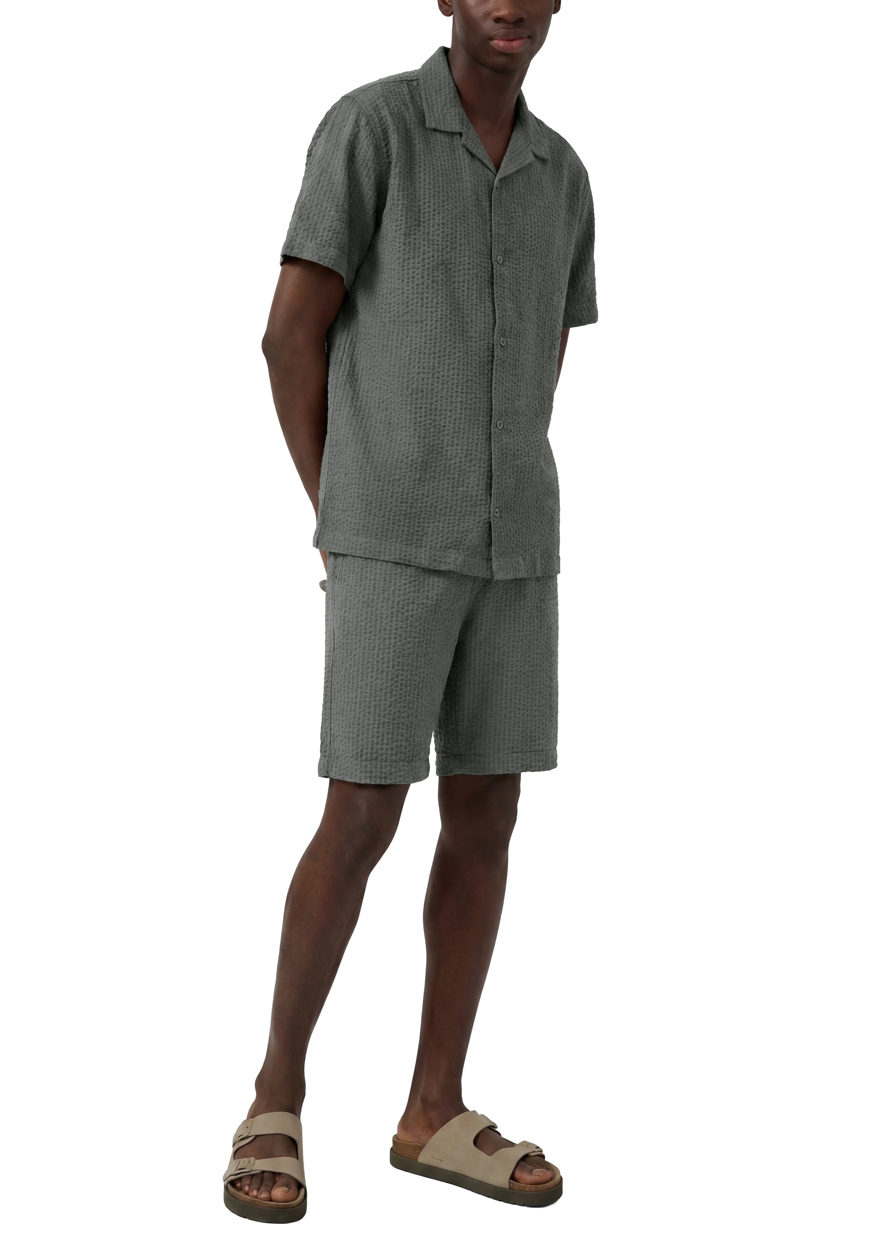 QS by S.Oliver Herren Hemden kurz Grey/Black