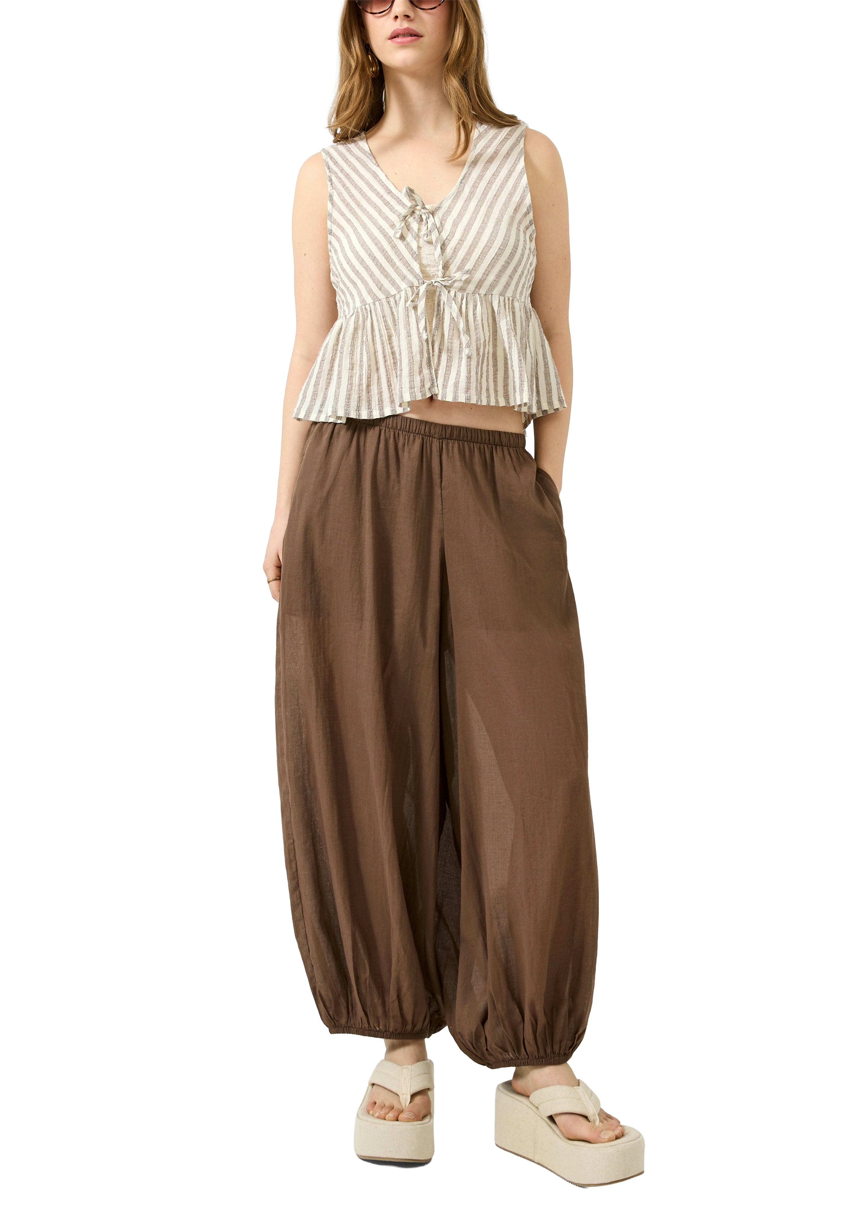 QS by S.Oliver Damen Blusen kurz Brown