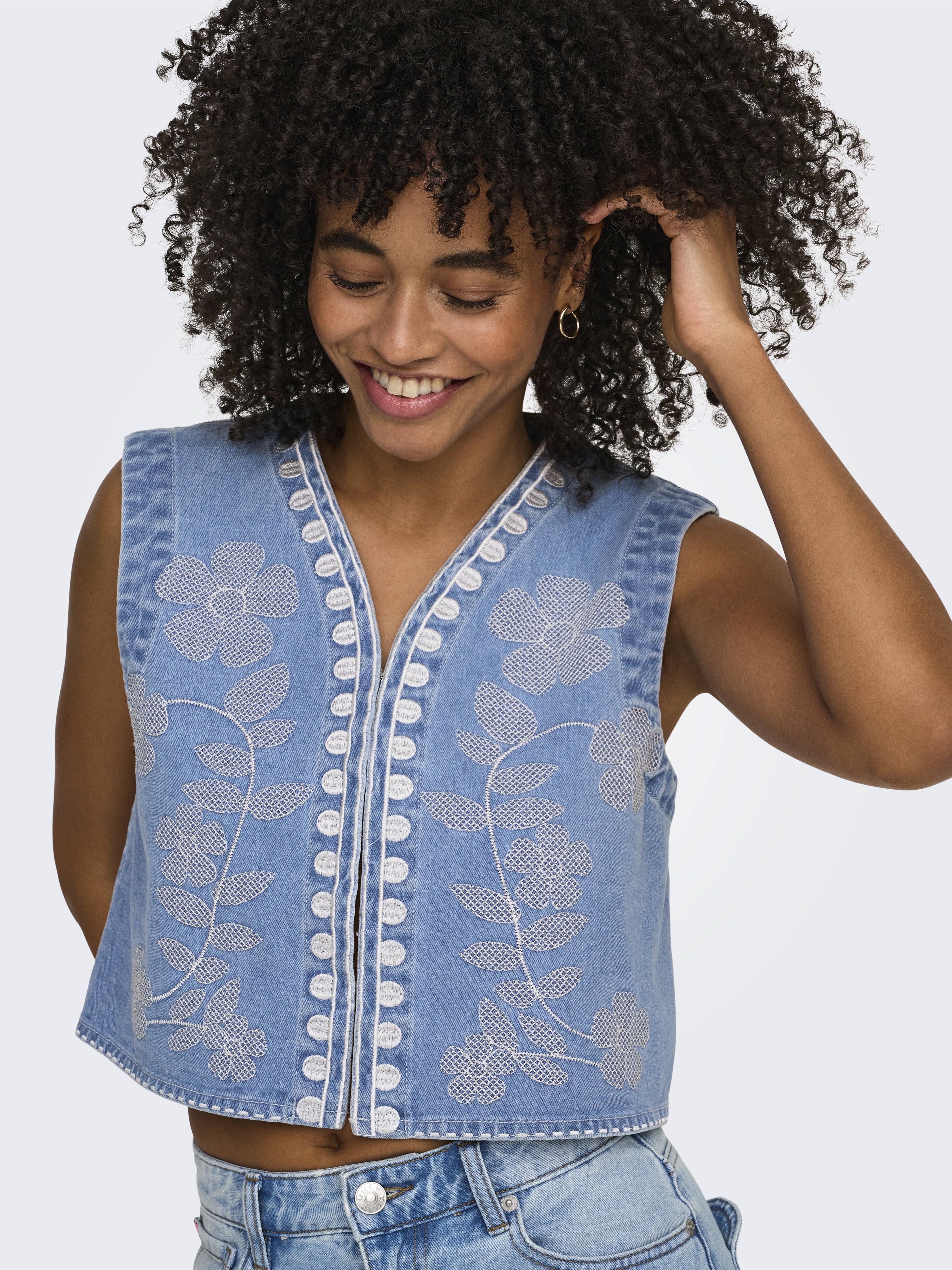 Only Damen Indoorwesten Light Blue Deni