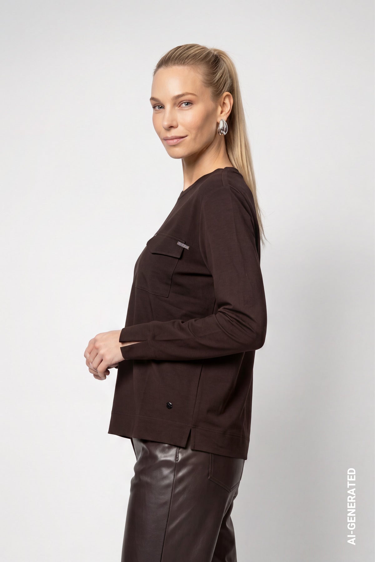 Monari Damen T-Shirts  Black Coffe