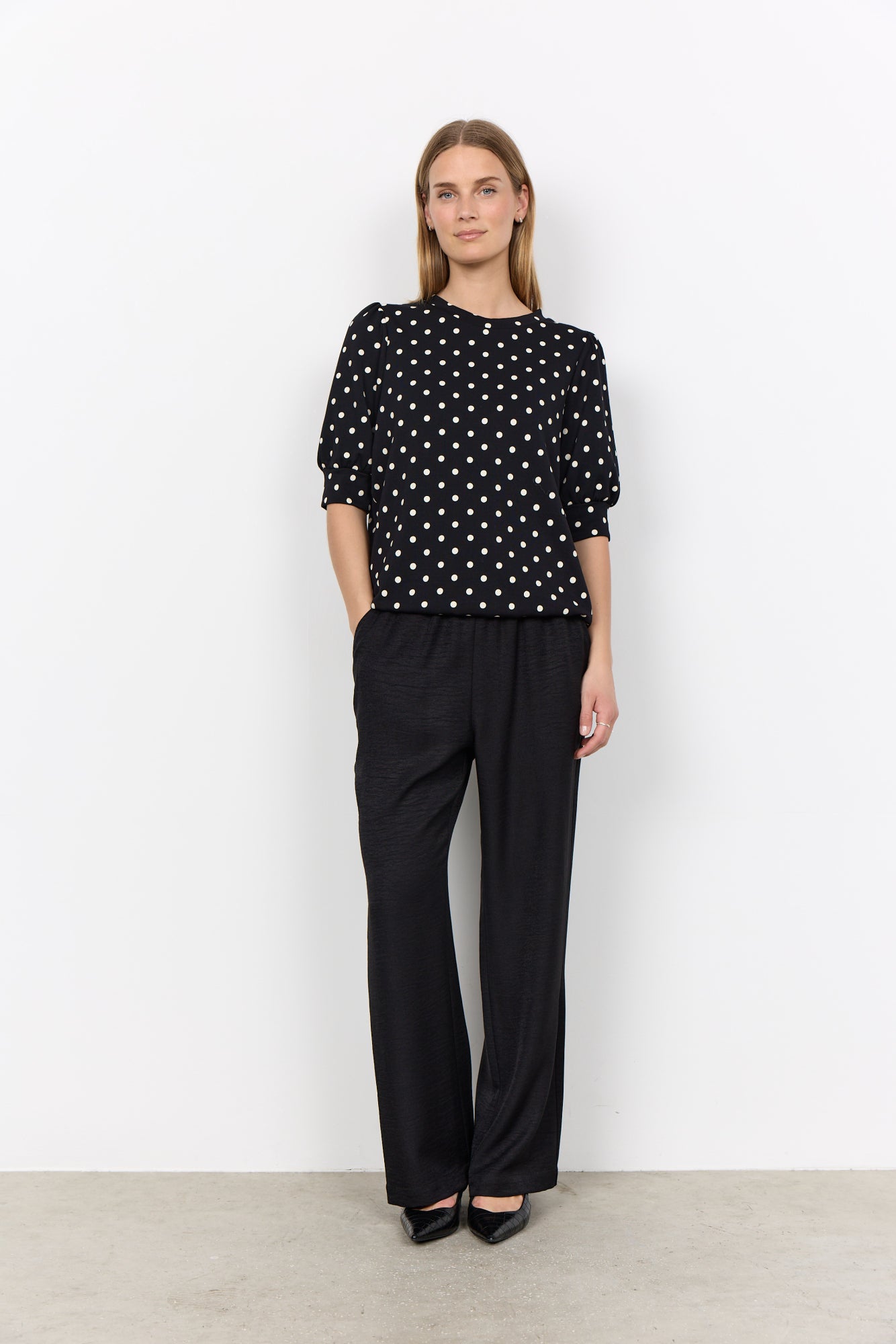 Soya Concept Damen Blusen kurz Black Combi