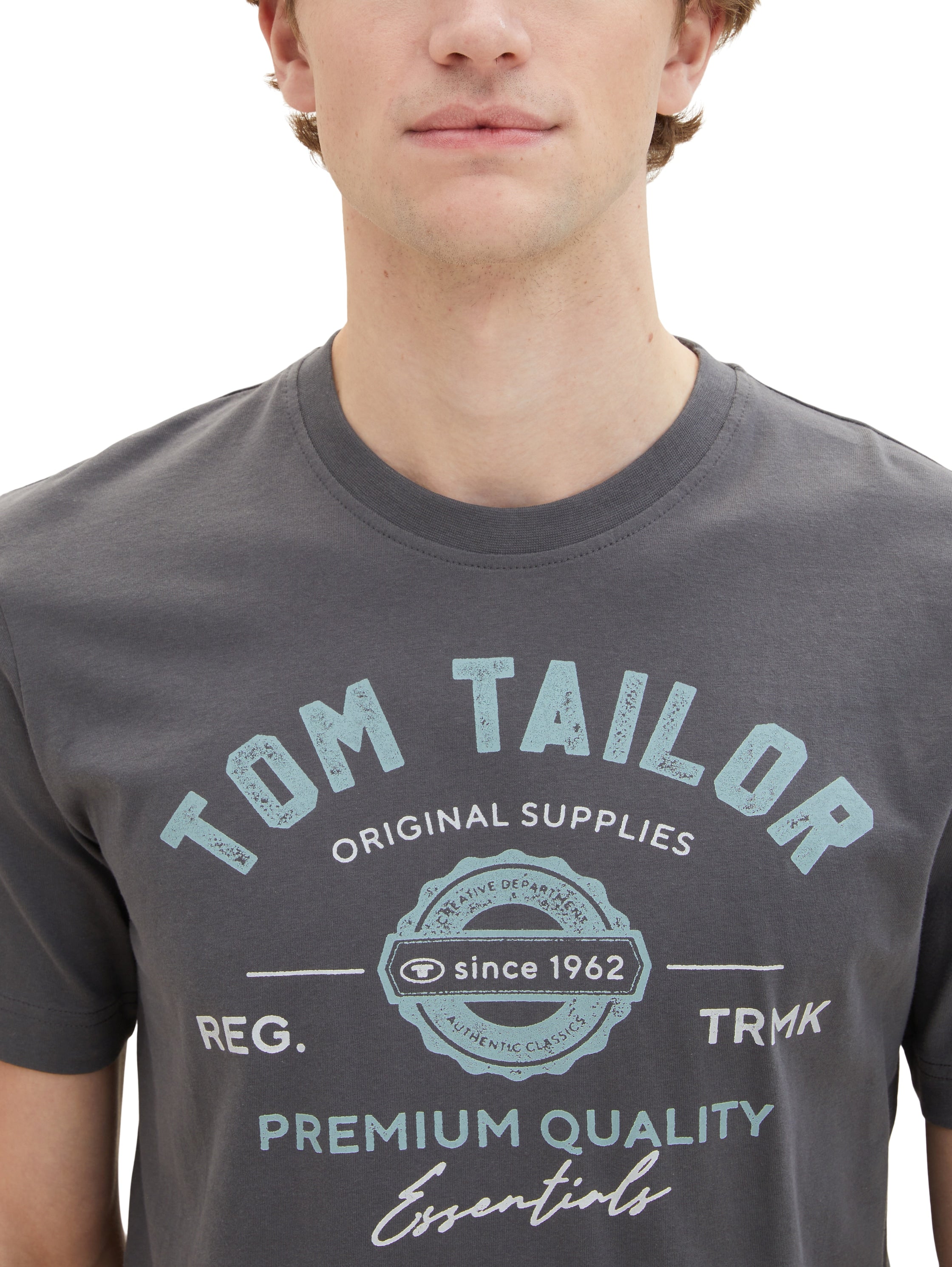 Tom Tailor Herren T-Shirts kurz Tarmac Grey