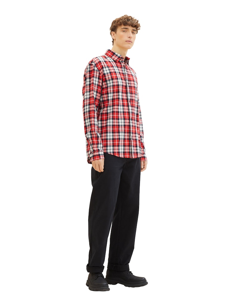Tom Tailor denim Herren Hemden lang Red Colorful Ch
