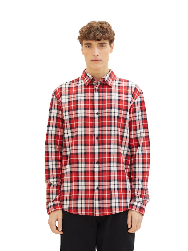 Tom Tailor denim Herren Hemden lang Red Colorful Ch