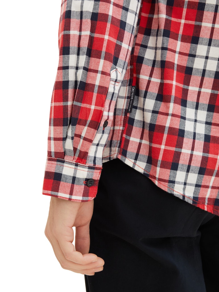 Tom Tailor denim Herren Hemden lang Red Colorful Ch