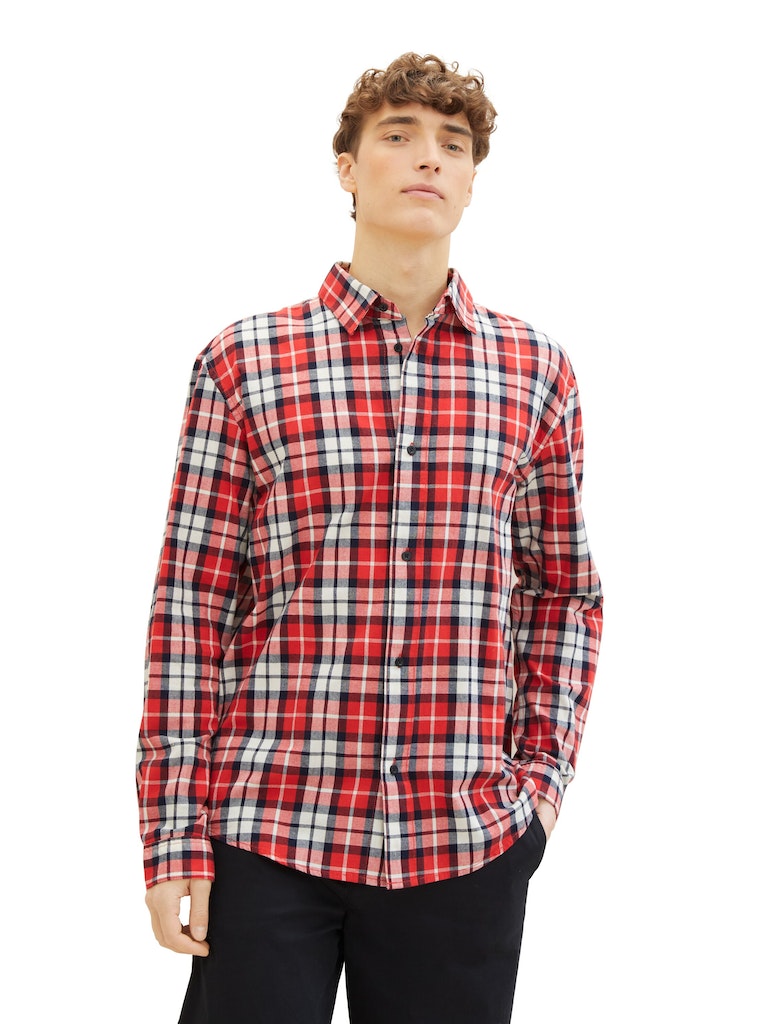Tom Tailor denim Herren Hemden lang Red Colorful Ch