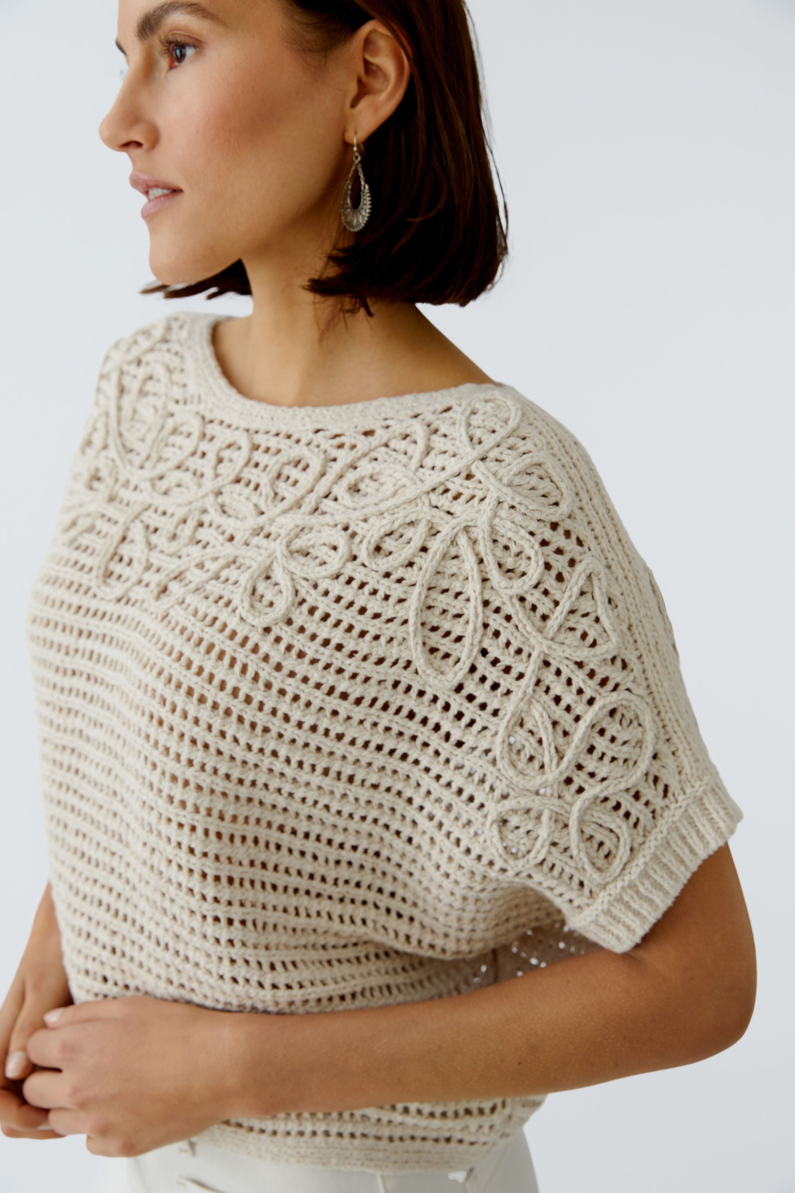 Oui Damen Pullover Biscuit