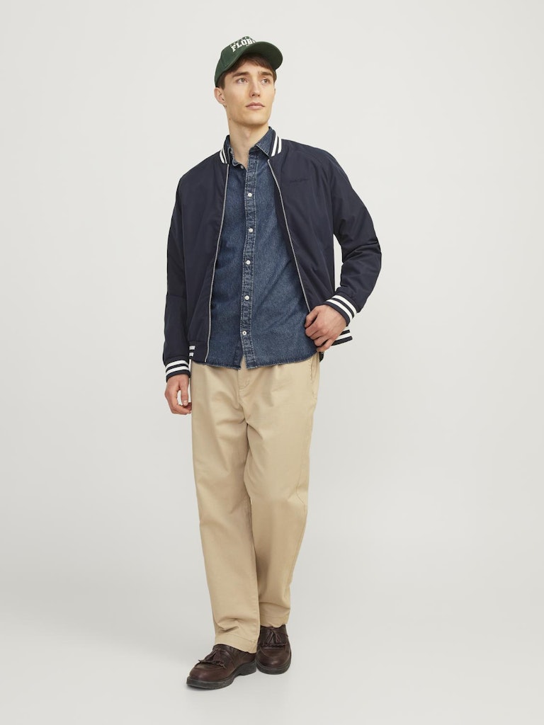 Jack & Jones Herren Hemden lang Dark Blue Denim