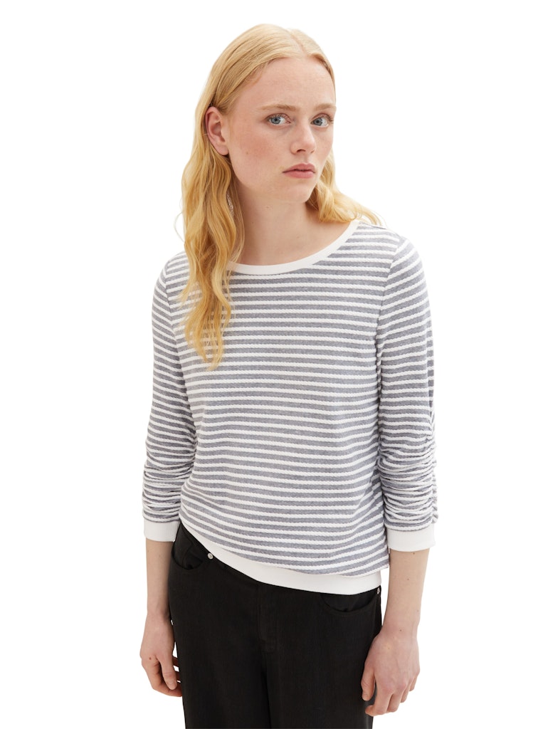 Tom Tailor denim Damen Sweatshirts Blue White Stru