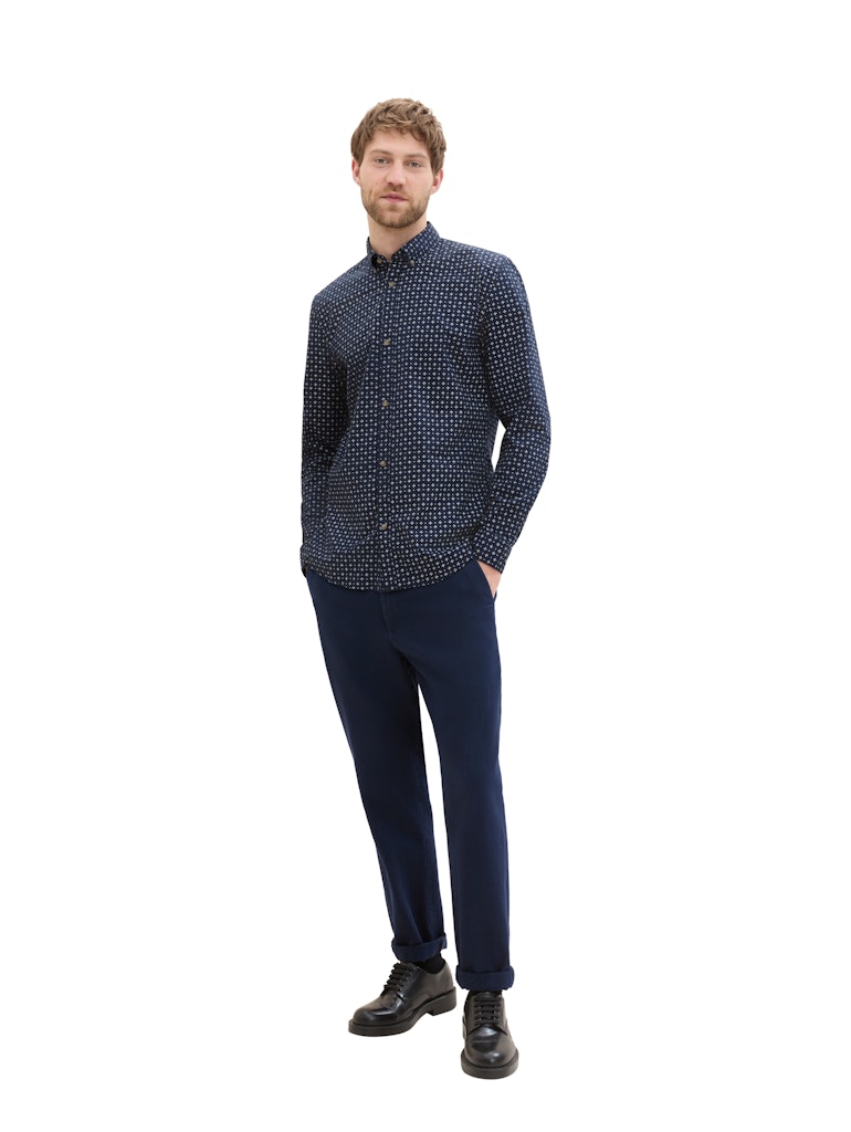 Tom Tailor denim Herren Hemden lang Navy White Mini