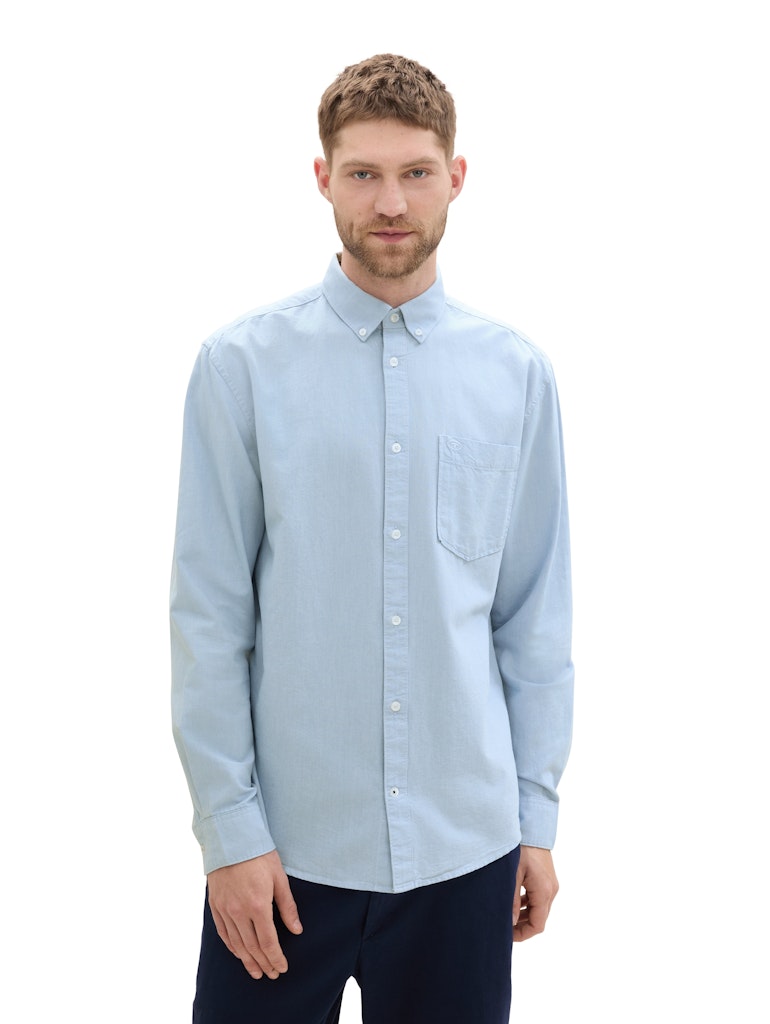 Tom Tailor Herren Hemden lang Light Blue Cham