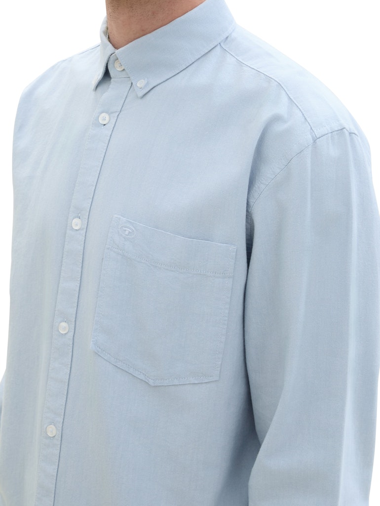 Tom Tailor Herren Hemden lang Light Blue Cham