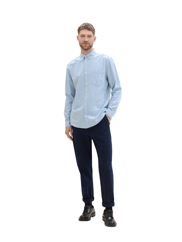 Tom Tailor Herren Hemden lang Light Blue Cham