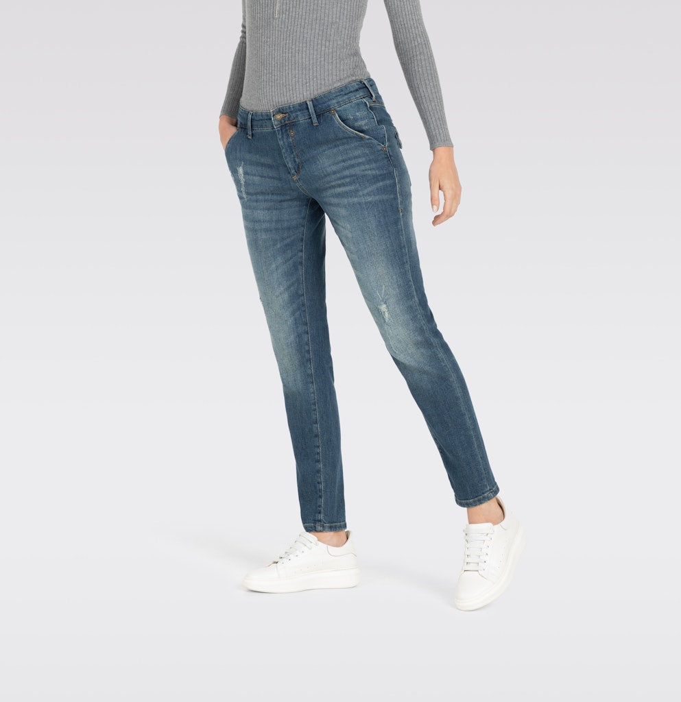 Mac Damen Jeans Green Destroyed