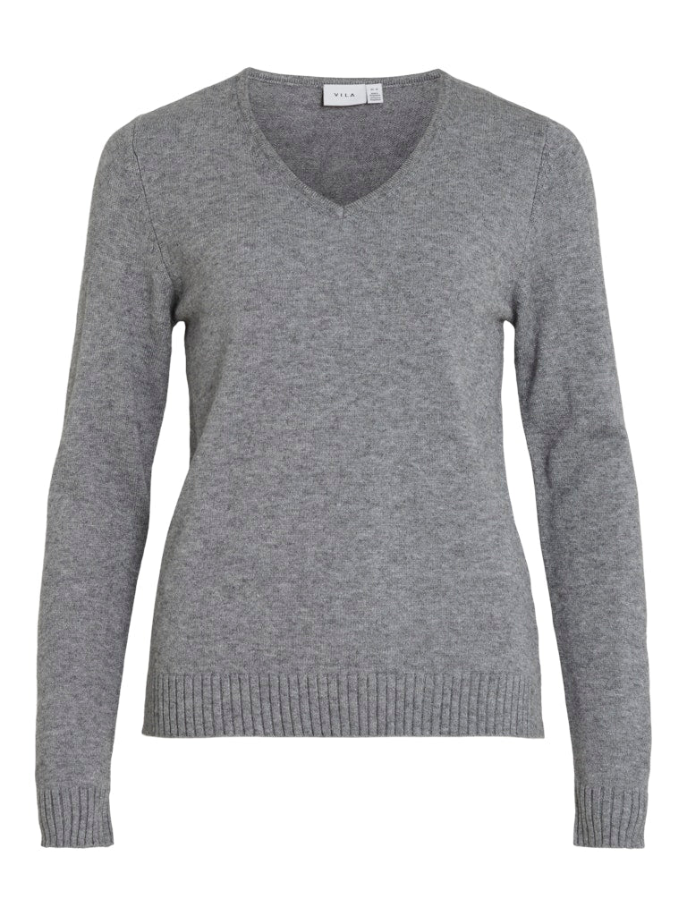 Vila Damen Pullover Medium Grey Mel