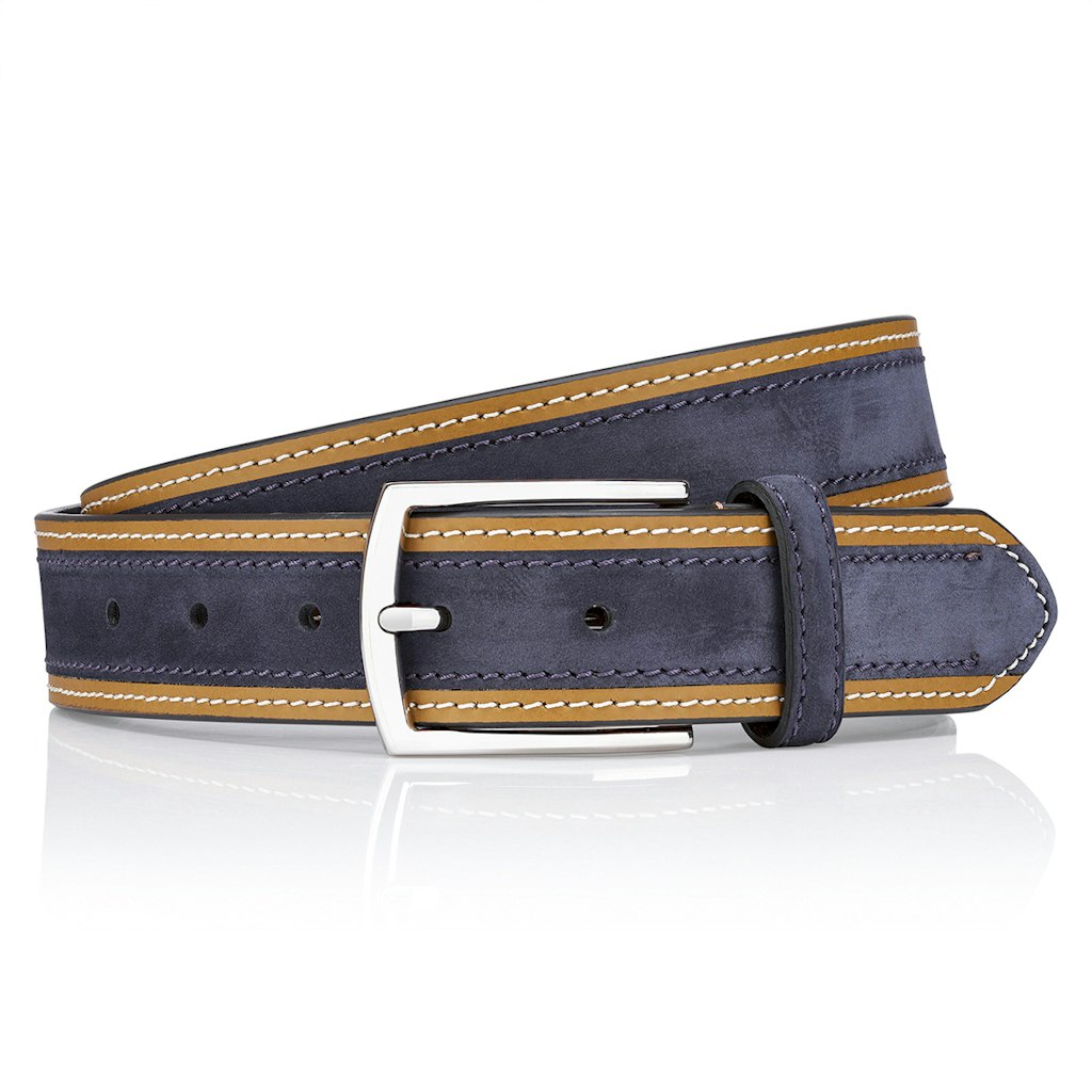 LINDENMANN Herren Gürtel Cognac-Marine