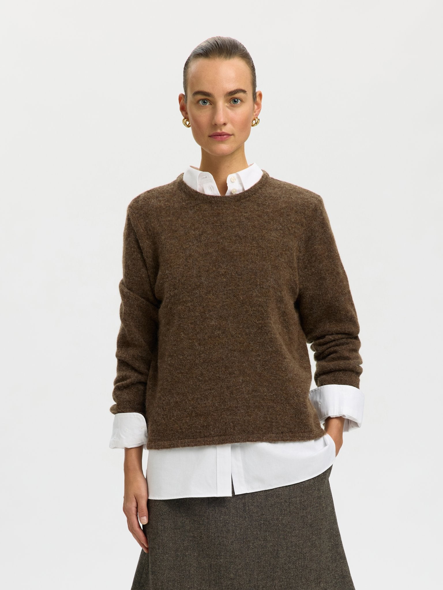 Selected Femme Damen Pullover Dachshund/Melan