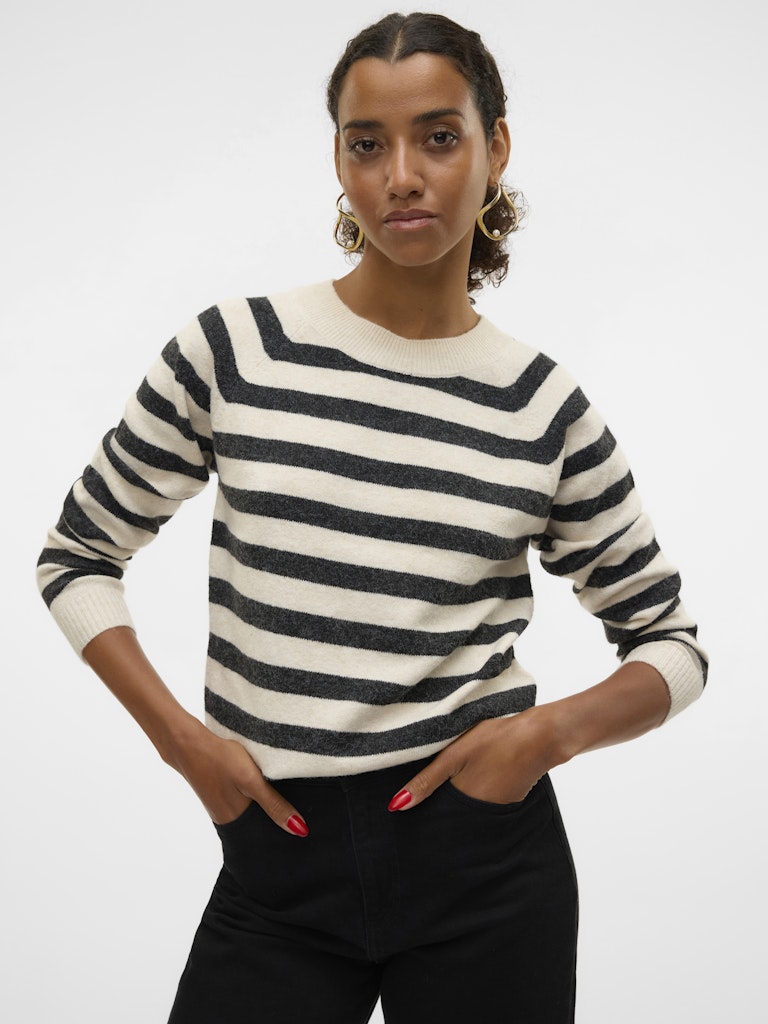 Vero Moda Damen Pullover Birch/W. Black