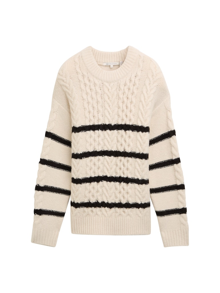 Tom Tailor denim Damen Pullover Beige Black Str