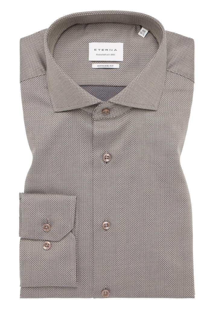 Eterna Herren Hemden lang  Beige-Braun