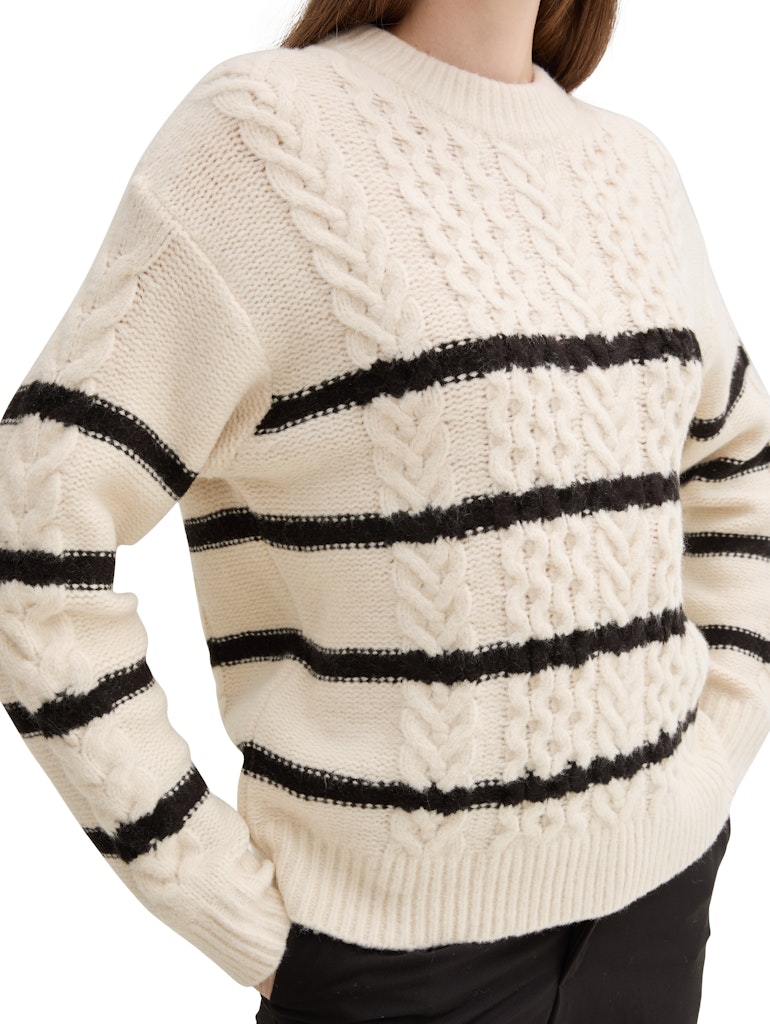 Tom Tailor denim Damen Pullover Beige Black Str