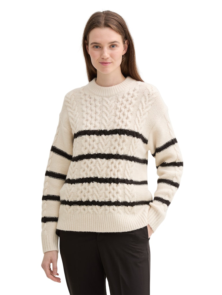 Tom Tailor denim Damen Pullover Beige Black Str
