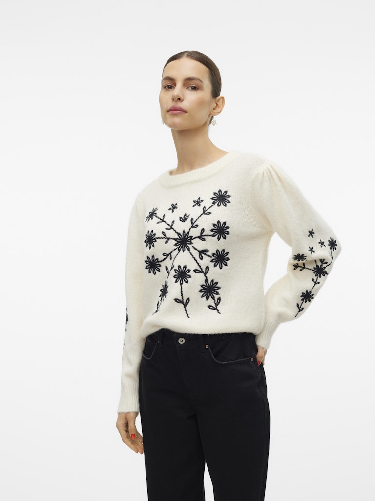 Vero Moda Damen Pullover Birch/W. Black