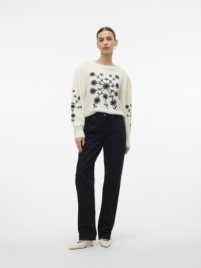 Vero Moda Damen Pullover Birch/W. Black