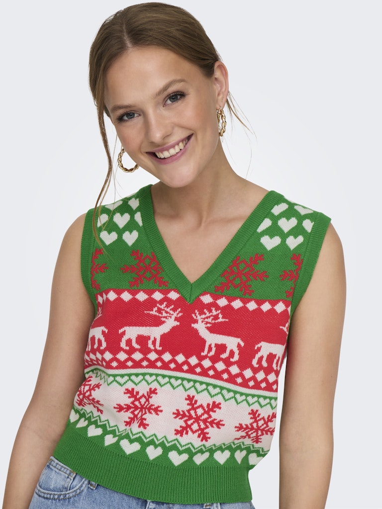 only Damen Pullover Green Bee/Cloud