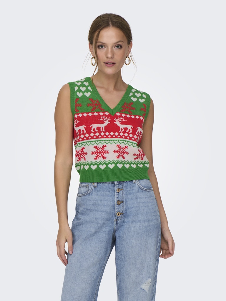 only Damen Pullover Green Bee/Cloud