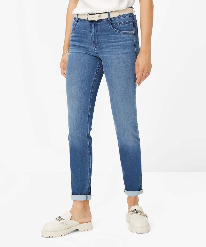 Brax Damen Jeans Used Stone Blue