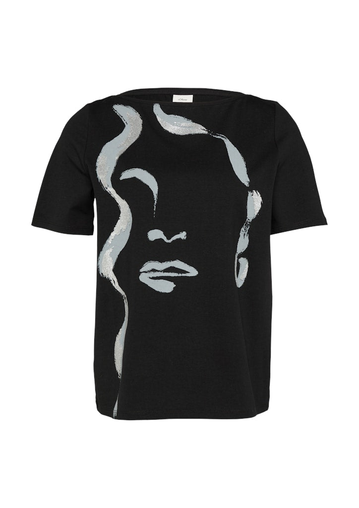 S. Oliver black Damen T-Shirts Grey/Black