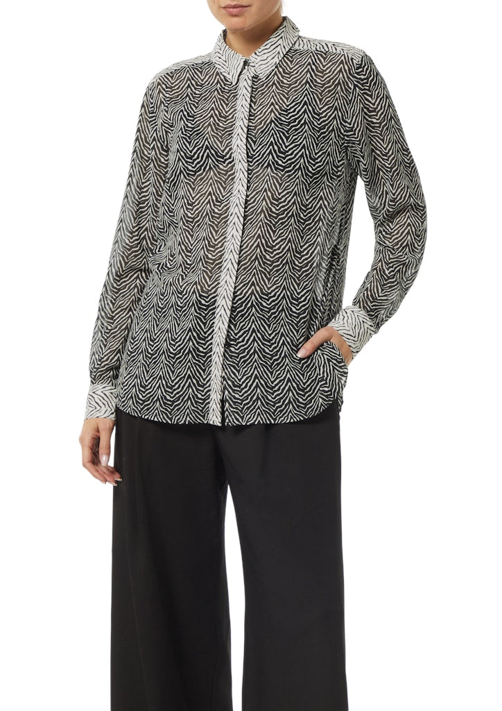 Comma Damen Blusen Grey/Black