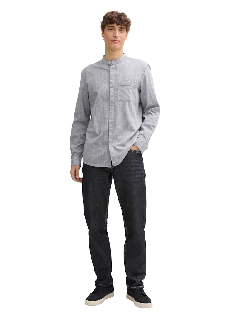 Tom Tailor denim Herren Hemden lang Black White Gri