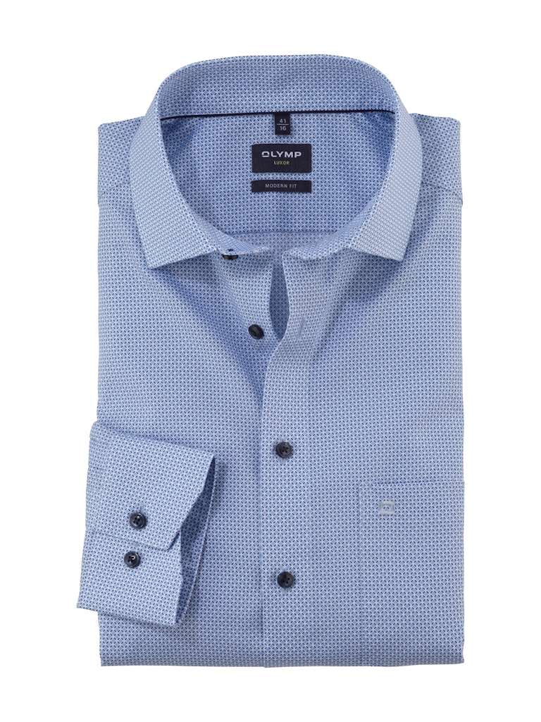 Olymp Herren Hemden lang  Bleu