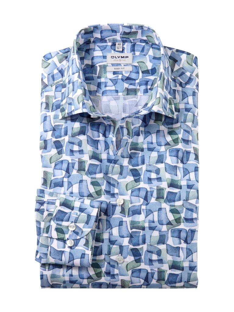 Olymp Herren Hemden lang  Bleu